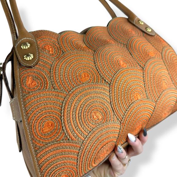 Vintage ERIC JAVITS NEW YORK raffia woven leather handbag - Picture 13 of 16